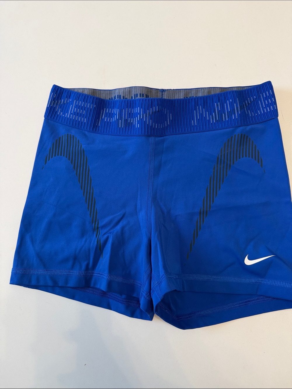 Blue Nike Pro spandex shorts